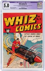 "WHIZ COMICS" #12 JANUARY 1941 CGC RESTORED 5.0 SLIGHT/MOD. (A-2) VG/FINE.