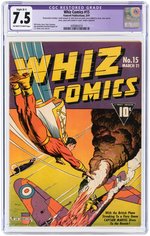 "WHIZ COMICS" #15 MARCH 1941 CGC RESTORED 7.5 SLIGHT (B-1) VF-.