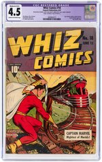 "WHIZ COMICS" #18 JUNE 1941 CGC RESTORED 4.5 MODERATE (B-3) VG+.