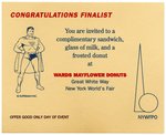 1940 NEW YORK WORLD'S FAIR "SUPERMAN DAY" DONUT VOUCHER CARD.