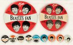 BEATLES  COMPLETE SET OF 9 PLUS 3.5" CELLO AND 4" LITHO "OFFICIAL FAN" BUTTONS ALL FROM 1964.