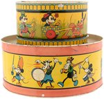 MICKEY MOUSE & FRIENDS OHIO ART TIN DRUM PAIR.