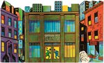 IDEAL BATMAN & ROBIN CARDBOARD GOTHAM CITY BACKGROUND FROM SEARS EXCLUSIVE SET.