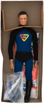 "CAPTAIN ACTION" FIGURE W/"FREE 4 FT. PARACHUTE" THIRD ISSUE BOX.