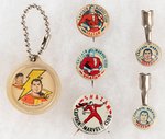 "CAPTAIN MARVEL" CLUB PREMIUM "SMALLS" LOT INCLUDING SCARCE KEY CHAIN.