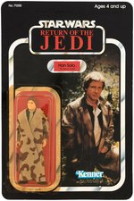 "STAR WARS: RETURN OF THE JEDI - HAN SOLO (IN TRENCH COAT)" 77 BACK-A CARDED ACTION FIGURE.