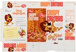 POST "CRISPY CRITTERS" FILE COPY CEREAL BOX FLAT FROM "FUN 'N GAMES - LINUS LAUGH QUIZ" SERIES.