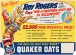 ROY ROGERS "QUICK QUAKER OATS" CONTEST STORE SIGN.