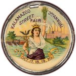 "ELKS DAY OCT. 19, 1899/KALAMAZOO FREE STREET FAIR" OUTSTANDING TWO-SIDED CELLULOID FOB.