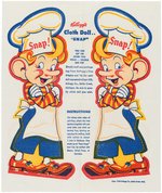 "KELLOGG'S RICE KRISPIES CLOTH DOLLS" PROMOTIONAL FOLDER & "SNAP!" DOLL SHEET.