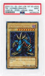 2002 "YU-GI-OH! LEGEND OF BLUE EYES WHITE DRAGON" ASIAN/ENGLISH 1ST EDITION PSA LOT OF FIVE.