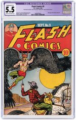 "FLASH COMICS" #9 SEPTEMBER 1940 CGC RESTORED 5.5 MODERATE (C-3) FINE-.