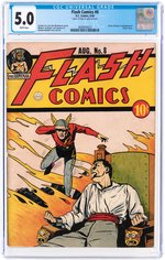 "FLASH COMICS" #8 AUGUST 1940 CGC 5.0 VG/FINE.