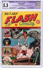 "FLASH COMICS" #7 JULY 1940 CGC RESTORED 5.5 SLIGHT/MOD. (B-2) FINE-.