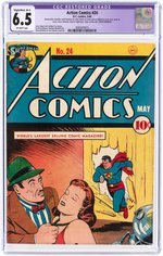 "ACTION COMICS" #24 MAY 1940 CGC RESTORED 6.5 SLIGHT/MOD. (B-2) FINE+.