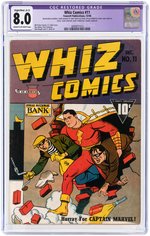 "WHIZ COMICS" #11 DECEMBER 1940 CGC RESTORED 8.0 SLIGHT/MOD. (A-2) VF.