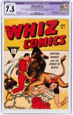 "WHIZ COMICS" #6 JULY 1940 CGC RESTORED 7.5 SLIGHT/MOD. (B-2) VF-.