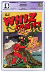 "WHIZ COMICS" #4 MAY 1943 CGC RESTORED 3.5 MODERATE (B-3) VG-.