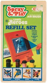 IDEAL "SPRAY & PLAY" BOXED AIRBRUSH ART SET WITH DC COMICS SUPERHEROES.