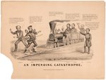 GRANT & COLFAX "AN IMPENDING CATASTROPHE" CARTOON PRINT BY CURRIER & IVES.