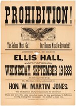 FISK & BROOKS "THE SALOON MUST GO!" 1888 NEW YORK COATTAIL PROHIBITION PARTY BROADSIDE.