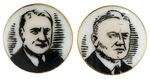 ROOSEVELT AND HOOVER MATCHED PAIR OF PORCELAIN CLOTHING BUTTONS.