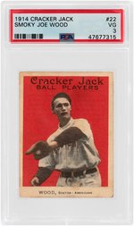 1914 CRACKER JACK #22 SMOKY JOE WOOD PSA VG 3.