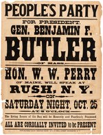 RARE "PEOPLE'S PARTY FOR PRESIDENT GEN. BENJAMIN F. BUTLER" NEW YORK BROADSIDE.