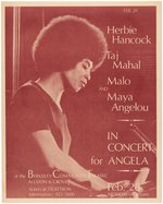 HERBIE HANCOCK, TAJ MAHAL, MAYA ANGELOU "IN CONCERT FOR ANGELA" DAVIS 1972 BERKELEY, CA POSTER.