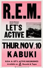 REM & LET'S ACTIVE 1983 SAN FRANCISCO, CA CARDBOARD CONCERT POSTER.