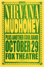 NIRVANA & MUDHONEY 1991 PORTLAND, OREGON CONCERT POSTER.