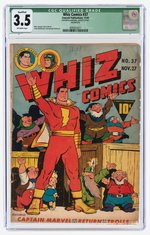 "WHIZ COMICS" #37 NOVEMBER 1942 CGC QUALIFIED 3.5 VG-.