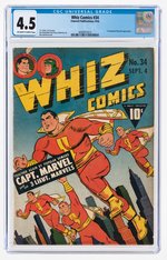 "WHIZ COMICS" #34 SEPTEMBER 1942 CGC 4.5 VG+.