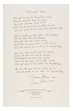 GREG ALLMAN SIGNED "MIDNIGHT RIDER" SONG LYRICS PRINT.