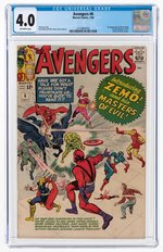 "AVENGERS" #6 JULY 1964 CGC 4.0 VG (FIRST BARON ZEMO & MASTERS OF EVIL).