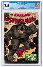 "AMAZING SPIDER-MAN" #41 OCTOBER 1966 CGC 2.5 GOOD+ (FIRST RHINO).