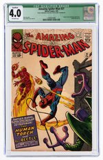 "AMAZING SPIDER-MAN" #21 FEBRUARY 1965 CGC QUALIFIED 4.0 VG.