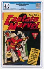 "CAPTAIN MARVEL ADVENTURES" #7 FEBRUARY 1942 CGC 4.0 VG.