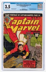 "CAPTAIN MARVEL ADVENTURES" #13 JULY 1942 CGC 3.5 VG-.