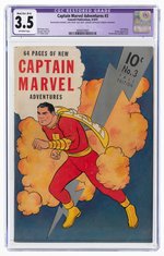 "CAPTAIN MARVEL ADVENTURES" #3 AUGUST-SEPTEMBER 1941 CGC RESTORED 3.5 MOD./EXT. (B-4) VG-.