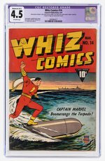 "WHIZ COMICS" #14 MARCH 1941 CGC RESTORED 4.5 MODERATE (B-3) VG+.