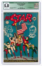 "ALL STAR COMICS" #22 FALL 1944 CGC QUALIFIED 5.0 VG/FINE.