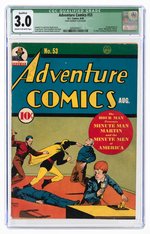 "ADVENTURE COMICS" #53 AUGUST 1940 CGC QUALIFIED 3.0 GOOD/VG (FIRST JIMMY MARTIN).