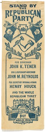 TENER FOR PA GOVERNOR COATTAIL RIBBON WITH STICKPIN REVERSE.