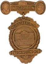 HARRISON 1889 JUGATE INAUGURATION 1889 LARGE  BADGE IN HEAVY BRASS BY BRAXMAR.