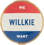 "WE WANT WILLKIE" UNUSED LADIES COMPACT BY MARY LEWIS, NYC.