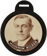 "WOODROW WILSON" CRISP SEPIA REAL PHOTO CELLULOID ON FIBERBOARD WATCH FOB.