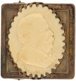 "WILLIAM H. TAFT" CELLUOID 'CAMEO' SET INTO BRASS BELT BUCKLE C. 1908.