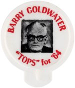 "BARRY GOLDWATER 'TOPS' FOR '64" PORTRAIT BOTTLE CAP AND PIN-BACK IN ONE.