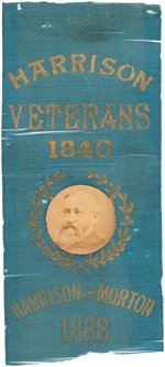 "HARRISON VETERANS 1840/ HARRISON & MORTON 1888" RIBBON LOOKING BACK 48 YEARS TO W.H.H.